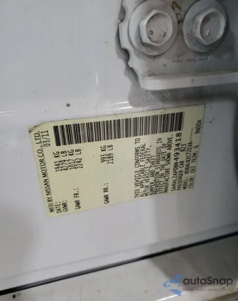 2011 Nissan Altima Base from USA, damaged, VIN 1N4AL2AP0BN493418